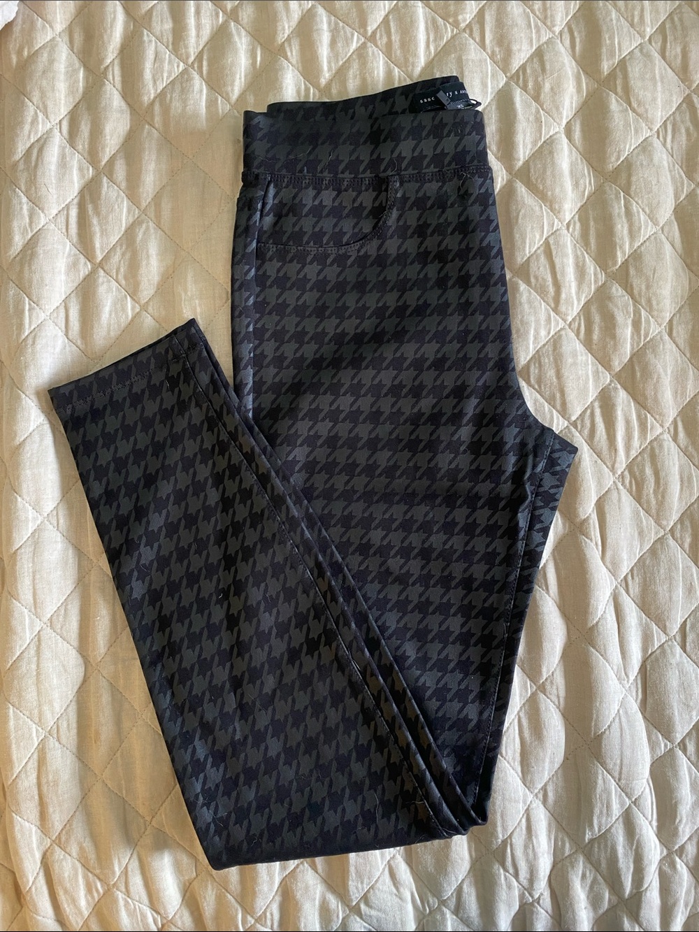 Sanctuary x Anthropologie Black Houndstooth Skinny Pants